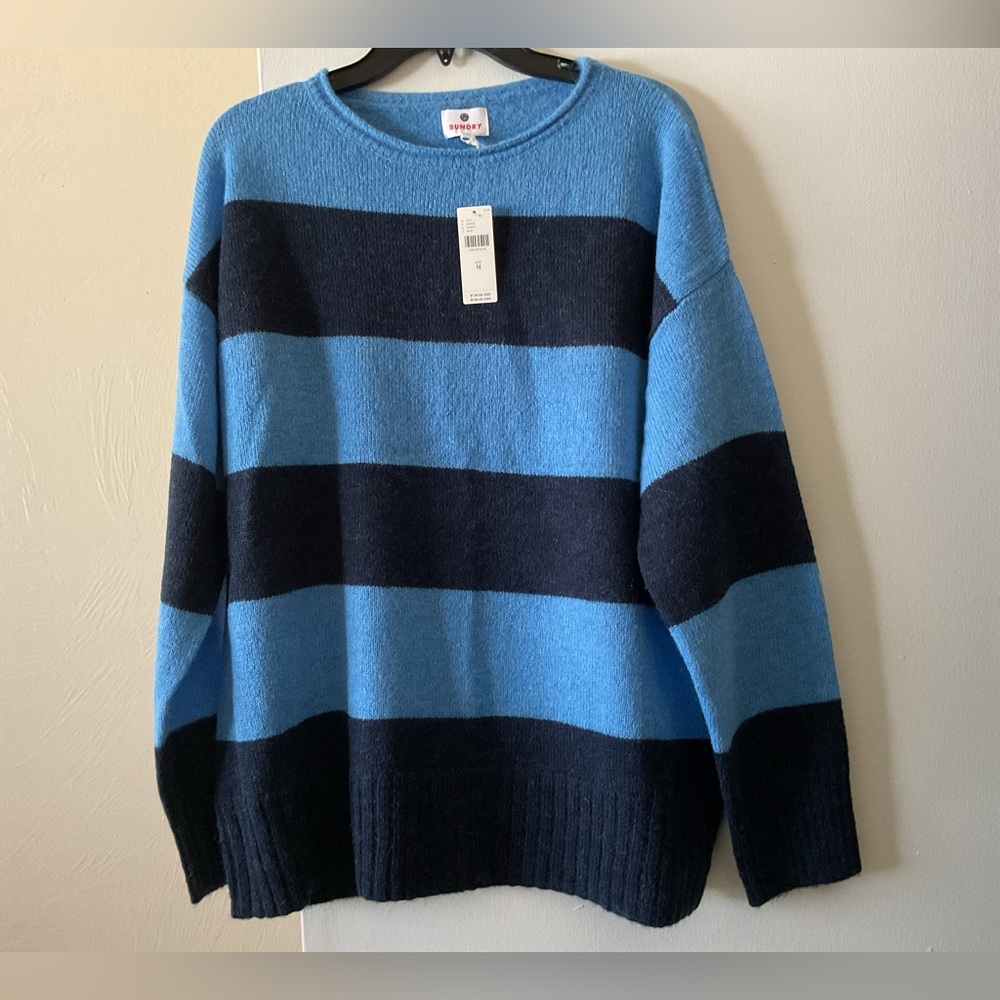 Sundry Sweater in Blue and Black Stripes